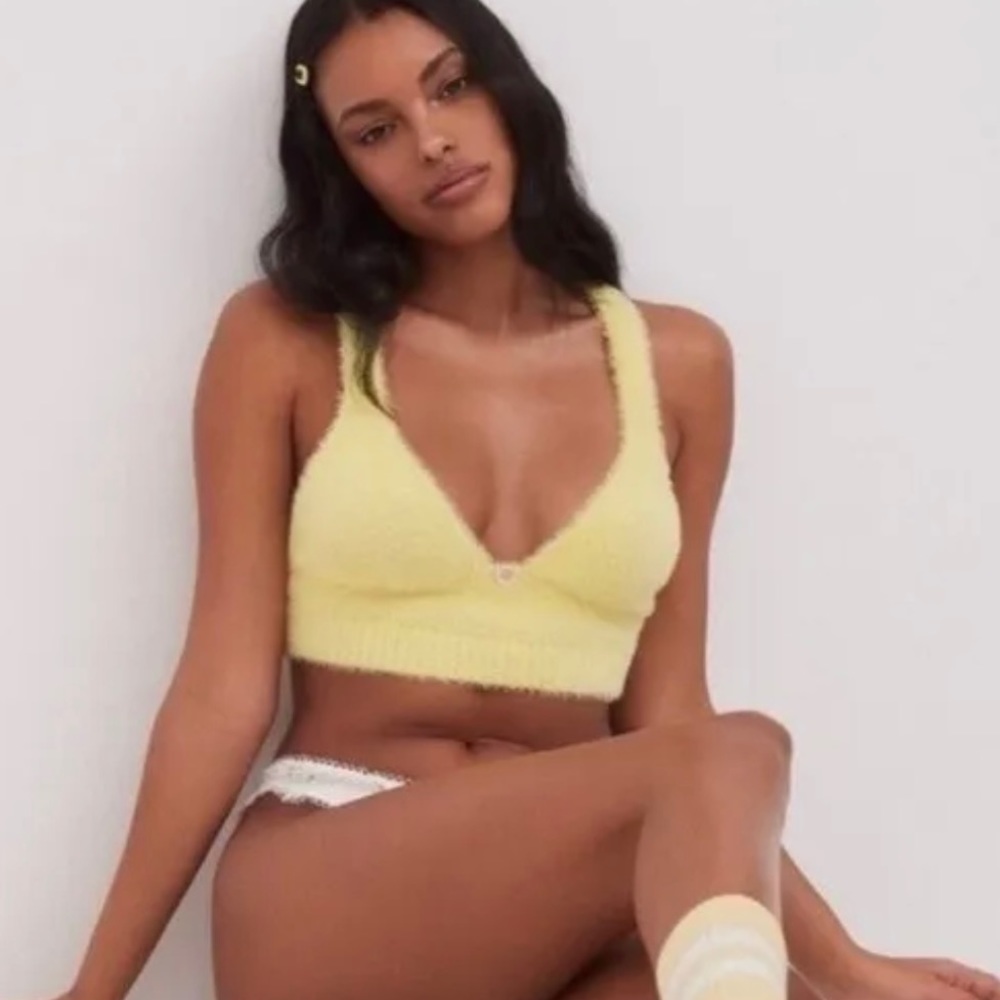 For Love & Lemons Fuzzy Devon Tank Crop Yellow L - Picture 2 of 3
